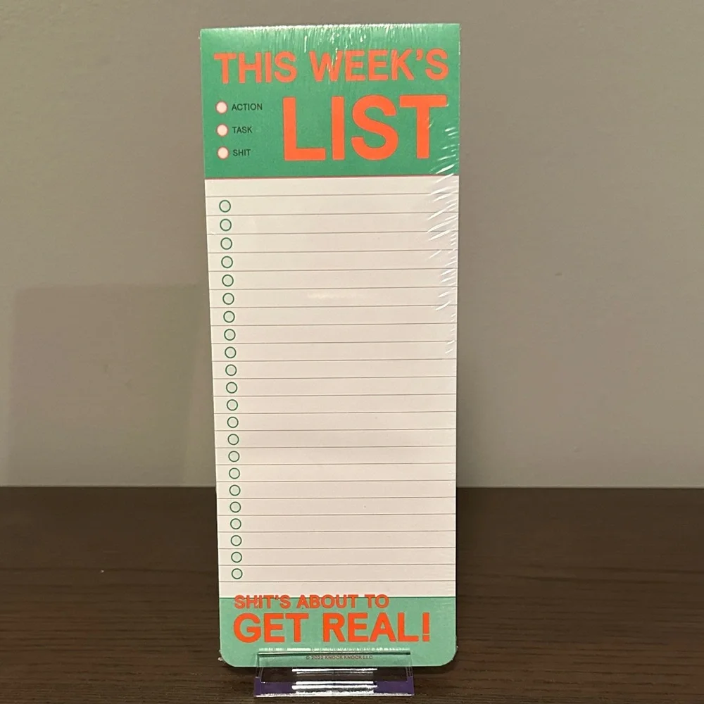 Weekly List Notepad 3.5” X 9”